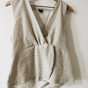 J. Crew Cream V-Neck Sleeveless Wrap Blouse